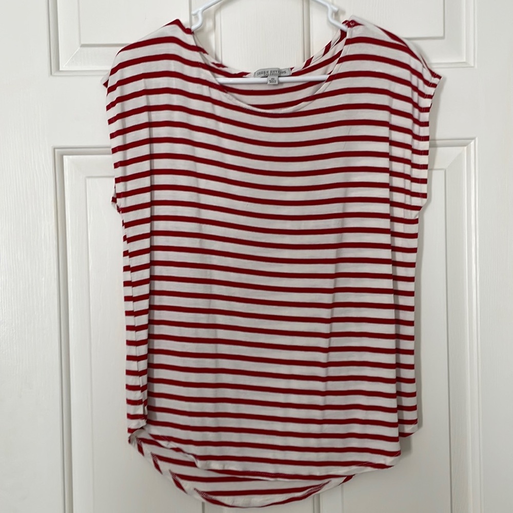 Red & White Stripe Sleeveless Tshirt